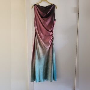 Zara Satin Effect Tie Dye Sleeveless Midi Dress NWT